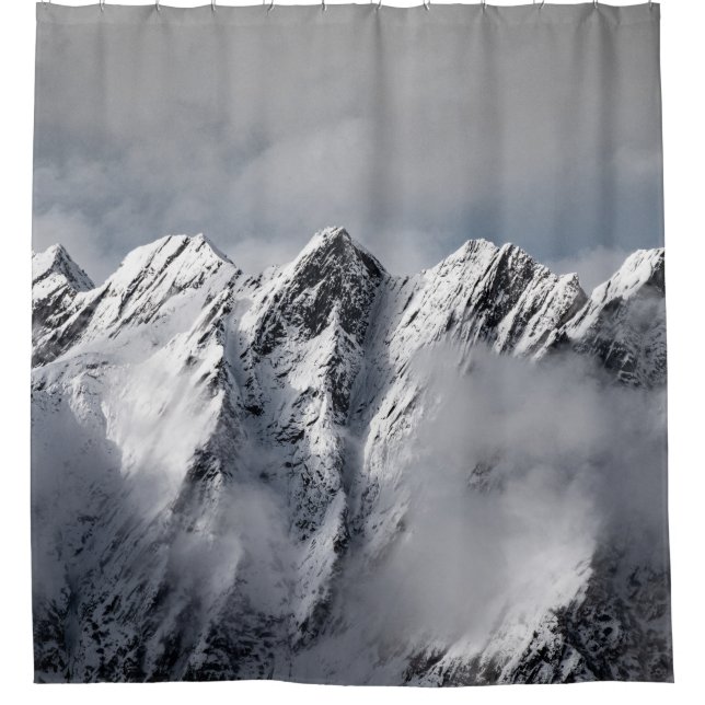 SCHNEEBEDECKTE BERGE DUSCHVORHANG (Vorderseite)