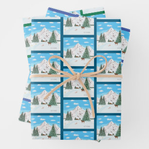 Schneebedeckte Berge Geschenkpapier Bogen Set