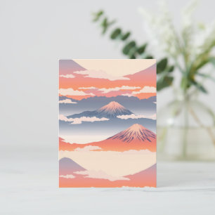 Schneebedeckte Berge Golden Sky Wasserfarbe Postkarte