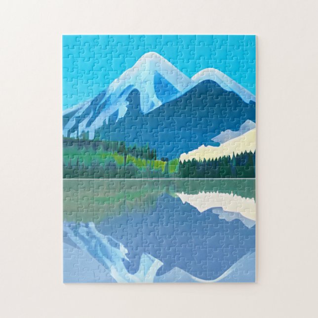 Schneebedeckte Berge in einem See (Vertikal)