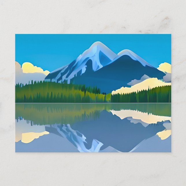 Schneebedeckte Berge in einem See Postkarte (Vorderseite)