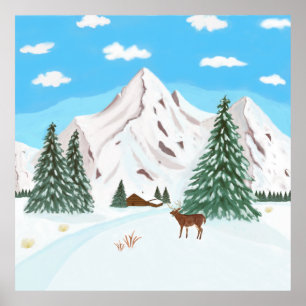 Schneebedeckte Berge Poster