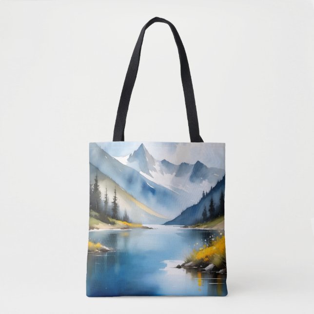 Schneebedeckte Berge und See Tasche (Vorderseite)