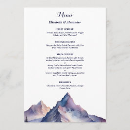 Schneebedeckte Berglandschaft Hochzeit Menükarte