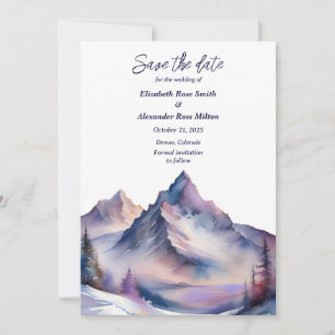 Schneebedeckte Berglandschaft Hochzeit Save The Date