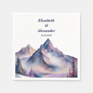 Schneebedeckte Berglandschaft Hochzeit Serviette