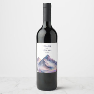Schneebedeckte Berglandschaft Hochzeit Weinetikett