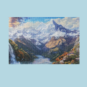 Schneebedeckte Bergsicht