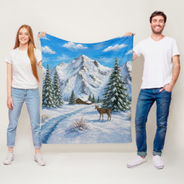 Schneebedeckte Bergtaldecke Fleecedecke
