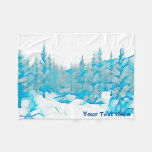 Schneebedeckte Blaue Bäume Fleecedecke