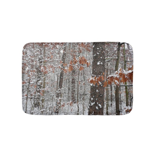 Schneebedeckte Eichenbäume Winternaturfotografie Badematte (Vorderseite)