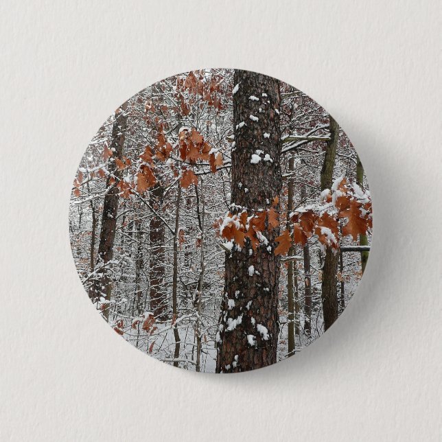 Schneebedeckte Eichenbäume Winternaturfotografie Button (Vorderseite)