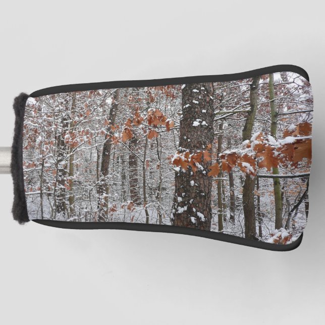 Schneebedeckte Eichenbäume Winternaturfotografie Golf Headcover (Vorderseite)