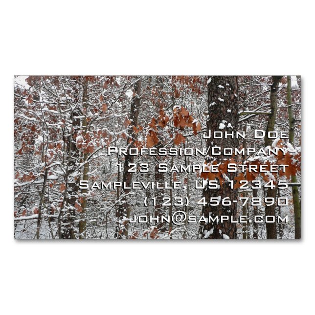 Schneebedeckte Eichenbäume Winternaturfotografie Magnetische Visitenkarte (Vorderseite)