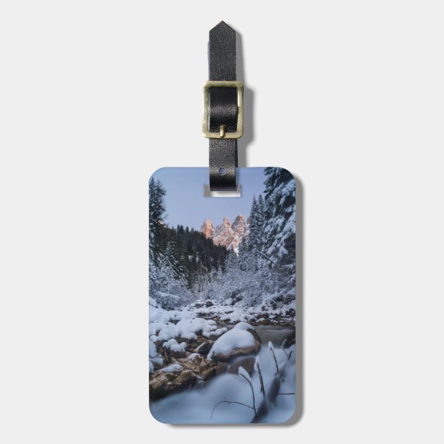 Schneebedeckte Geisler-Bergkette Gepäckanhänger (Vorderseite vertikal)