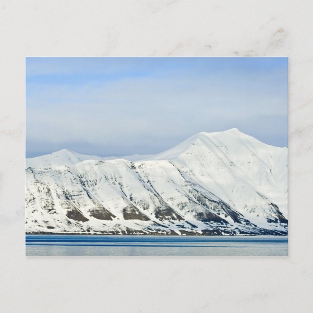 Schneebedeckte Gipfel Woodfjord Svalbard 2 Postkarte (Vorderseite)