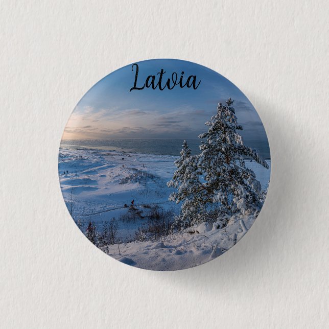 Schneebedeckte Ostseeküste Button (Vorderseite)