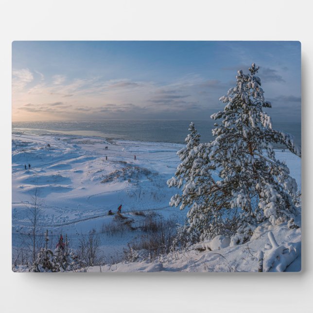 Schneebedeckte Ostseeküste Fotoplatte (Vorderseite)