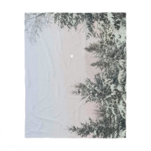 Schneebedeckte Pine Trees Moon Sunset