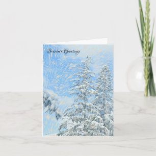 Schneebedeckte Pinienbäume Blauer Himmel Karte