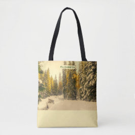 Schneebedeckte Pinienwälder Foto Tasche