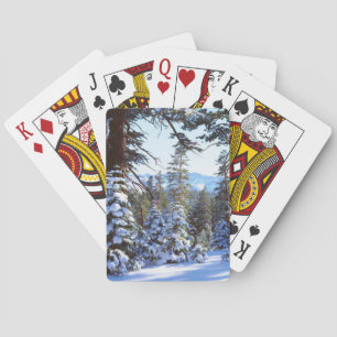 Schneebedeckte Rottannen in der High Sierra 2 Spielkarten