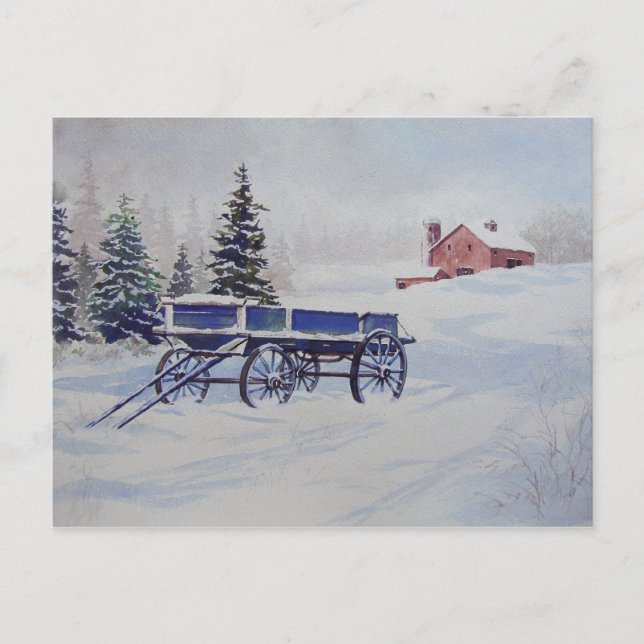Schneebedeckte Wagen - Postkarte (Vorderseite)