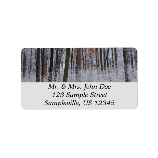 Schneebedeckte Wälder Winterlandschaft Fotografie Adressaufkleber (Vorne)