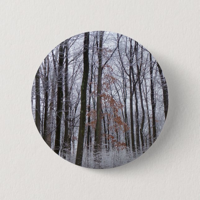 Schneebedeckte Wälder Winterlandschaft Fotografie Button (Vorderseite)
