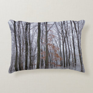 Schneebedeckte Wälder Winterlandschaft Fotografie Zierkissen