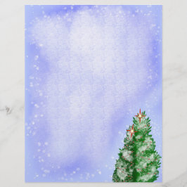 Schneebedeckte Weihnachtsbäume Briefbogen