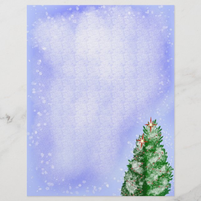 Schneebedeckte Weihnachtsbäume Briefbogen (Vorderseite)