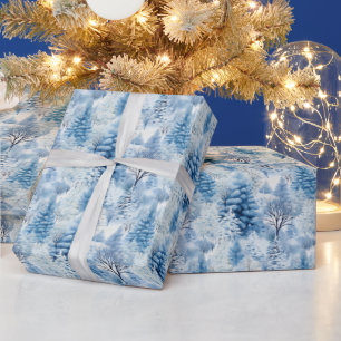 Schneebedeckte Weihnachtsbäume Geschenkpapier