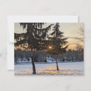Schneebedeckte Winterlandschaft in New England Postkarte
