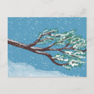 Schneebedeckte Winterzweige Handgezeichnet Postkarte