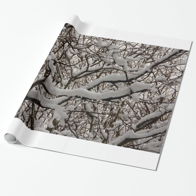 Schneebedeckte Zweige Geschenkpapier (Ungerollt)