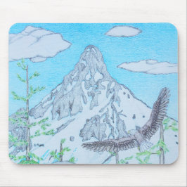 Schneebedeckter Berg & Adler Mousepad