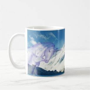 Schneebedeckter Berg Einhorn Doppelansicht Kaffeetasse