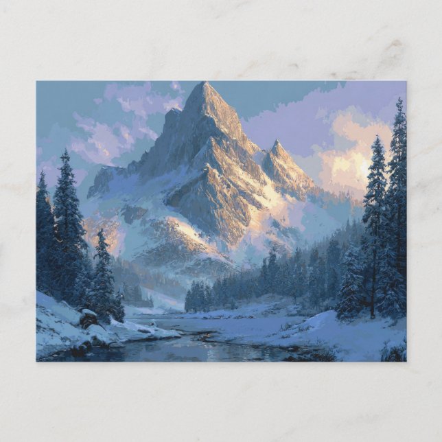 Schneebedeckter Berg Postkarte (Vorderseite)
