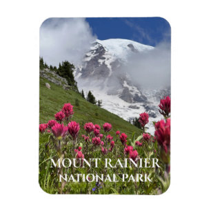 Schneebedeckter Berg Rainier, Indischer Pinsel Magnet