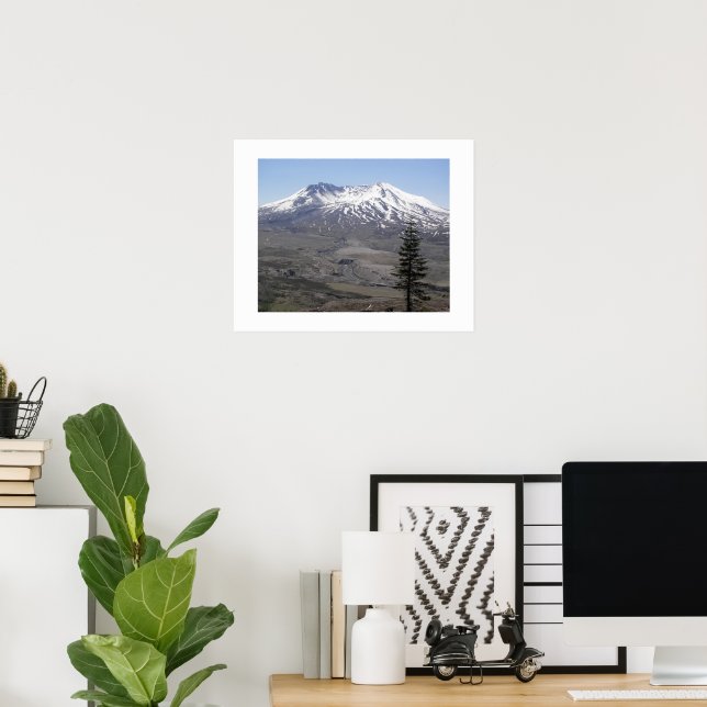 Schneebedeckter Berg St. Helens Vulkan Landschaft Poster (Heimbüro)