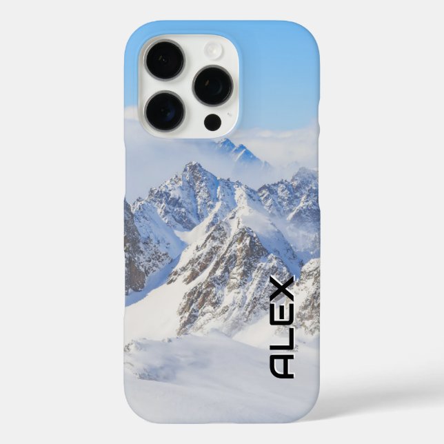 Schneebedeckter Berg unter brillantem blauen Himme iPhone 16 Pro Hülle (Rückseite)