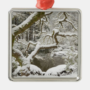 Schneebedeckter japanischer Ahorn Silbernes Ornament