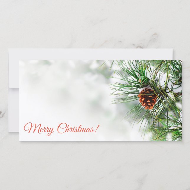 Schneebedeckter Kiefernbaum Dankeskarte (Vorderseite)