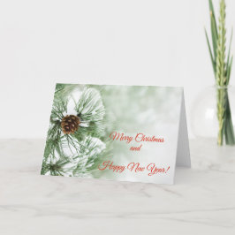 Schneebedeckter Kiefernbaum Feiertagskarte