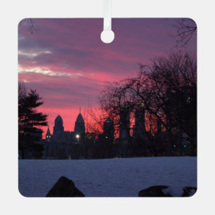 Schneebedeckter Sonnenuntergang in Philadelphia-Or Ornament Aus Metall