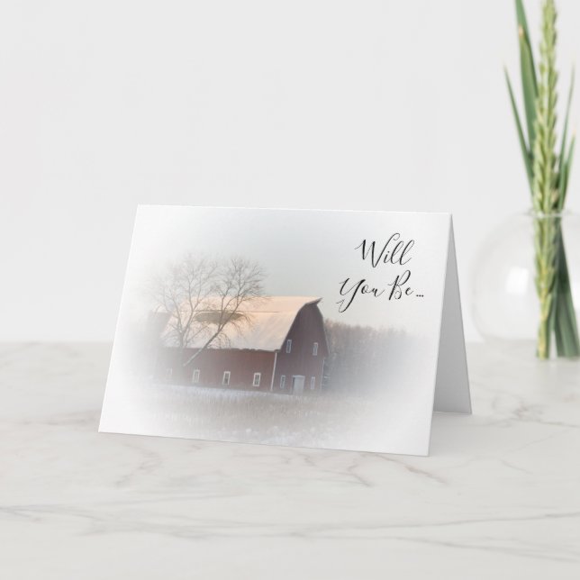 Schneebedeckter Winterstall wirst du meine Bridesm Einladung (Vorderseite)