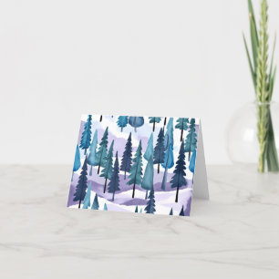 Schneebedeckter Winterwald Lila Weihnachtswasser Feiertagskarte