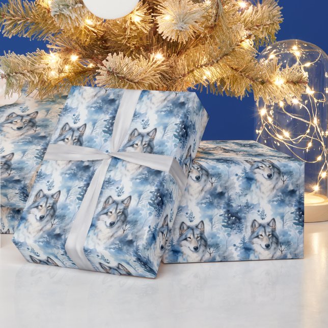 Schneebedeckter Wolf Geschenkpapier (Feiertage)