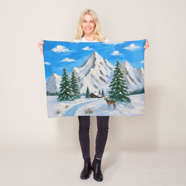 Schneebedecktes Bergtal-Decke Fleecedecke (Beispiel)